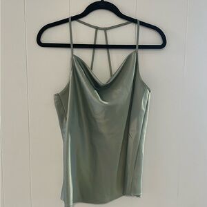Gorgeous sage satin strappy tank top. NEW! Size M